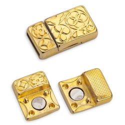 Fermoir magnétique couleur or gravé pour cuir plat de 10mm