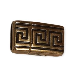 Fermoir magnétique gravure grecque couleur bronze cuir plat de 10mm