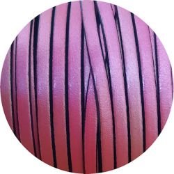 Cordon de cuir plat 5mm rose poudré vendu à la coupe au cm
