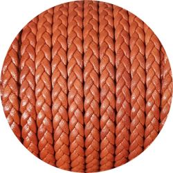 Cordon de cuir plat tresse 5mm noisette en vente au cm
