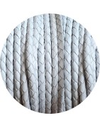 Cordon de cuir rond tresse 3mm blanc vente au cm