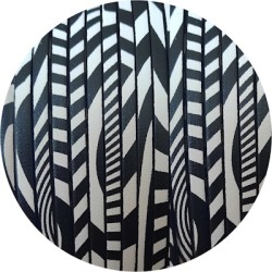 Cuir plat 3mm fantaisie impression vagues noires en vente au cm