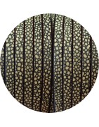 Cuir plat 5mm fantaisie imprimé points noir jaune pastel en vente au cm