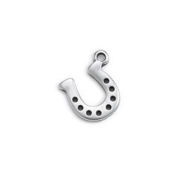 Pampille fer à cheval de 16mm en métal placage argent Pampille fer à cheval de 16mm en métal placage argent