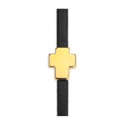 Passant croix de 9mm en zamak couleur or pour cuir plat 3mm Passant croix de 9mm en zamak couleur or pour cuir plat 3mm