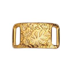 Plaque rectangulaire motif floral couleur or pour cuir plat de 10mm