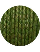 Cordon de cuir rond tresse 3mm vert vente au cm