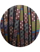 Cuir plat de 5mm fantaisie motifs lilas bleus verts vendu à la bande