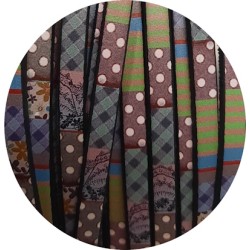 Cuir plat de 5mm fantaisie motifs lilas bleus verts vendu à la bande