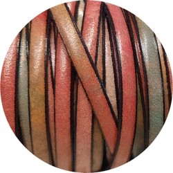 Cuir plat de 5mm imprimé moucheté rose vert en vente au cm