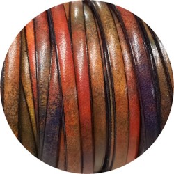 Cuir plat de 5mm fantaisie imprimé moucheté vert rouge orange en vente au cm