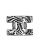 Grosse bague 20mm hachurée en étain placage argent