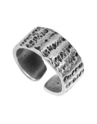 Grosse bague 20mm à crevasses en étain placage argent