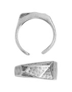 Grosse bague 20mm à facettes en étain placage argent