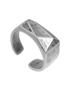 Grosse bague 20mm à facettes en étain placage argent