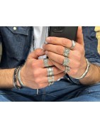 Grosse bague 20mm à ouverture décentrée en étain placage argent