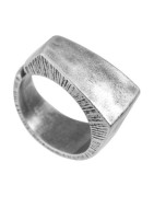 Grosse bague 20mm à ouverture décentrée en étain placage argent