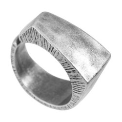 Grosse bague 20mm à ouverture décentrée en étain placage argent