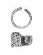 Grosse bague 20mm avec fissures en étain placage argent