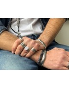 Grosse bague 20mm enroulée en étain placage argent