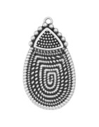Pendentif goutte gravé de 41mm en métal placage argent