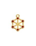 Pendentif flocon de neige émaillé rouge en métal couleur or