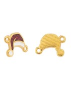 Bonnet de père noel émaillé rouge blanc en métal couleur or