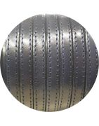 Cuir plat de 10mm bleu marine foncé coutures au ton en vente au cm-Premium