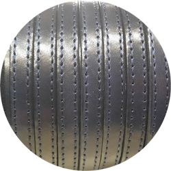 Cuir plat de 10mm bleu marine foncé coutures au ton en vente au cm-Premium