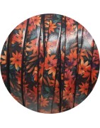 Exclu-Cuir plat 10mm imprimé fleurs versus 2 en vente au cm