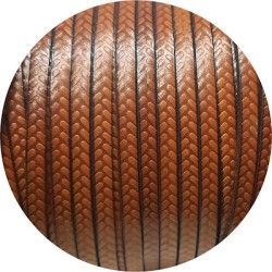 Cuir plat de 5mm camel avec relief épis en vente au cm