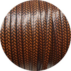 Cuir plat de 5mm camel avec relief épis noir en vente au cm