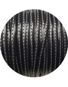 Cuir plat de 5mm bleu marin foncé couture blanche en vente au cm