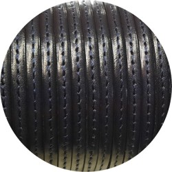 Cuir plat de 5mm bleu marin foncé couture au ton en vente au cm