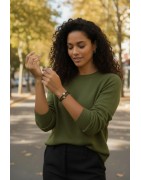 Bracelet double tour en kit de 5mm de large vert kaki et or