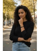 Bracelet double tour en kit de 5mm de large marron foncé et or