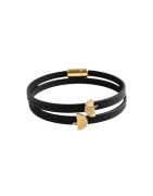 Bracelet double tour en kit de 5mm de large noir couture noire et or