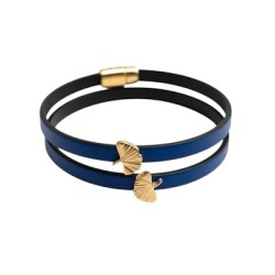 Bracelet double tour en kit de 5mm de large bleu et or