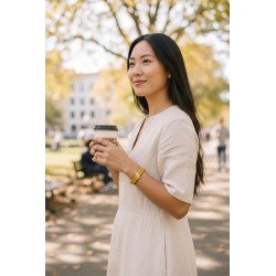 Bracelet double tour en kit de 5mm de large jaune soutenu couture et or