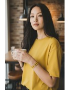 Bracelet double tour en kit de 5mm de large jaune soutenu couture et or