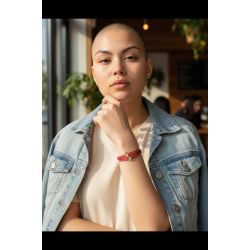 Bracelet double tour en kit de 5mm de large rouge couture et or