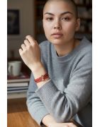 Bracelet double tour en kit de 5mm de large rouge couture et or