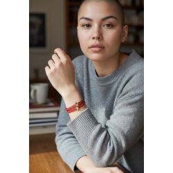 Bracelet double tour en kit de 5mm de large rouge couture et or