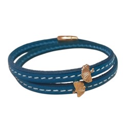 Bracelet double tour en kit de 5mm de large turquoise couture et or