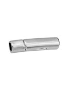 Fermoir tube aimanté long placage argent avec trou rond de 5mm