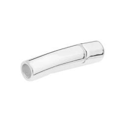 Fermoir tube aimanté long plaqué argent 10 microns avec trou rond de 5mm