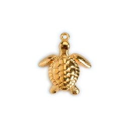 Petite tortue en metal couleur or de 20mm à suspendre