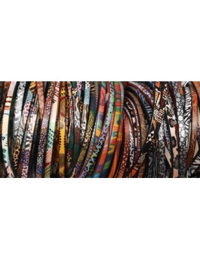 Lot de 10 mètres de chutes de cuir plat 3mm fantaisie imprimées ou texturées