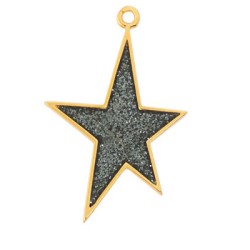 Pendentif étoile de 36mm en métal couleur or, émaillée paillettes noires