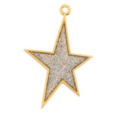 Pendentif étoile de 36mm en métal couleur or, émaillée paillettes roses